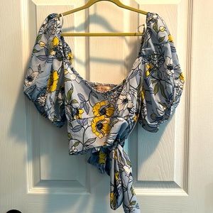 BOG Collective crop top size M blue and yellow floral print